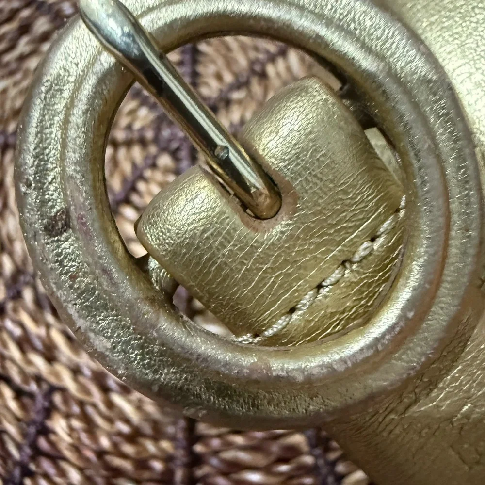 Lauren Ralph Lauren Gold Shimmer Leather Belt L Western‎ Glam 42”